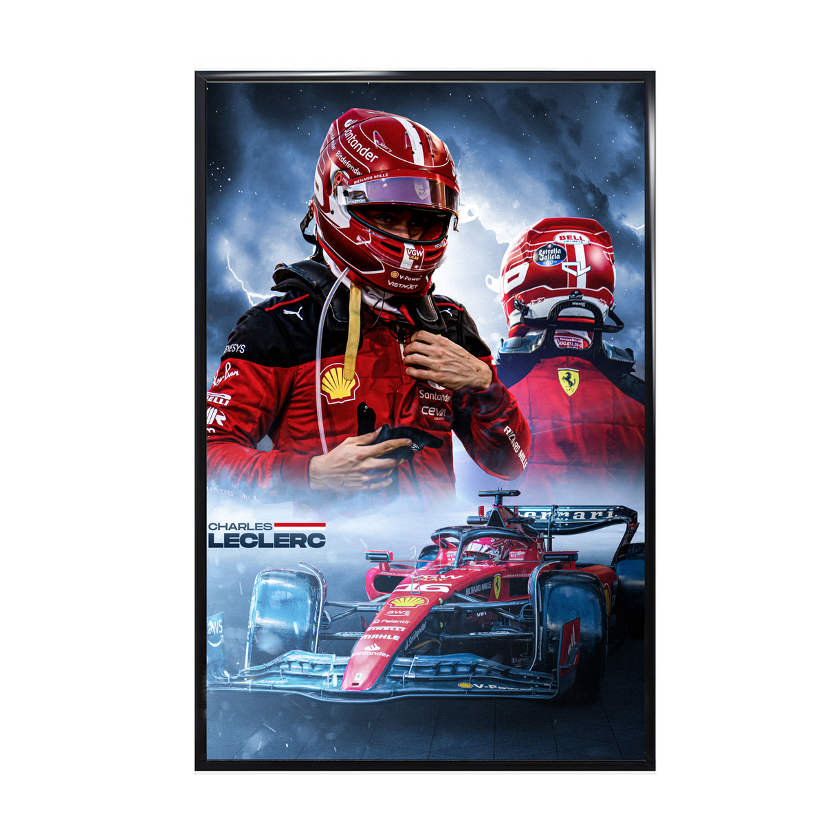 F1 Charles Leclerc - Ferrari Storm Drama Collage Poster